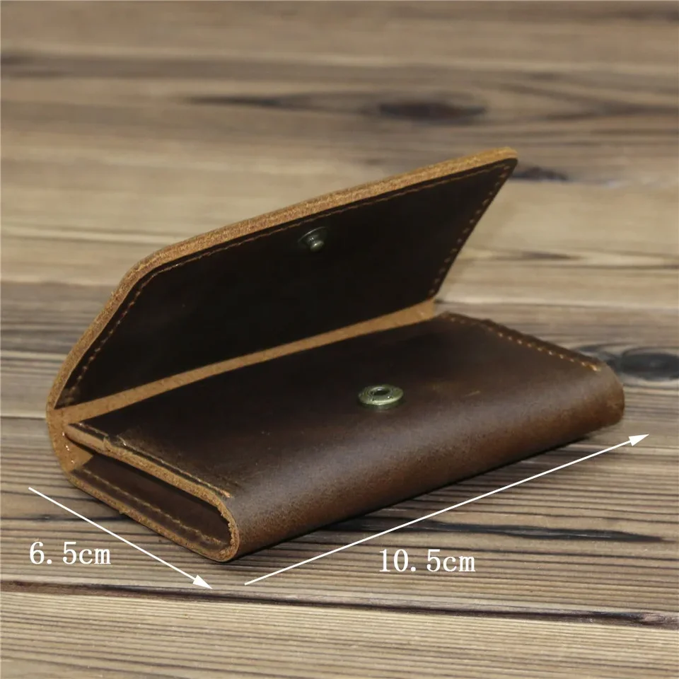 Portafoglio Uomo Vintage In Pelle Originale - Piccolo E Pratico Con Chiusura Cerniera, Dimensioni 11x8 Cm