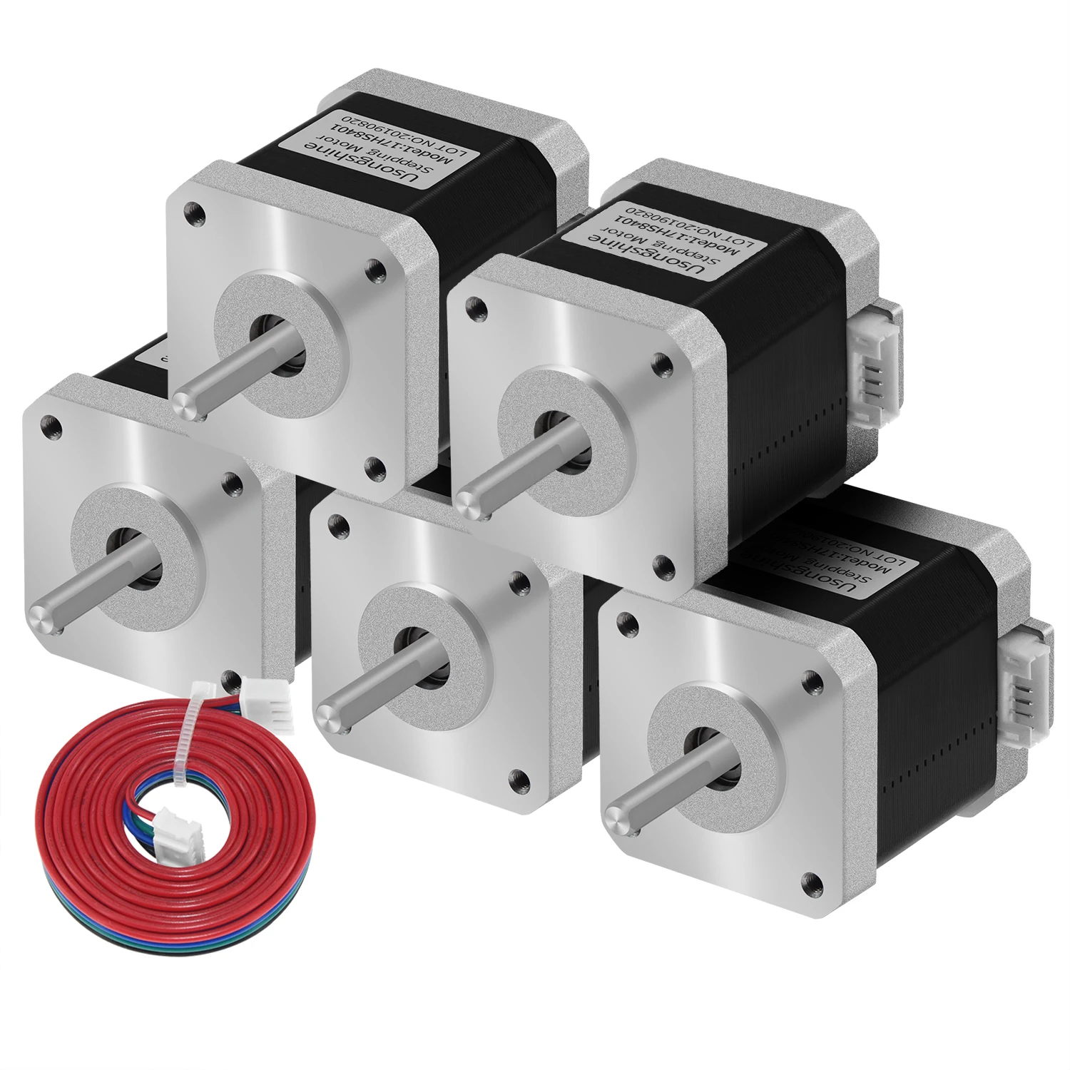 

Usongshine 1/3/5Pcs Nema17 Stepper Motor 42x42x48mm 12V-24V 1.5A 48N.cm (17HS8401) 2 Phase 4-Lead For 3D Printer CNC Engraver