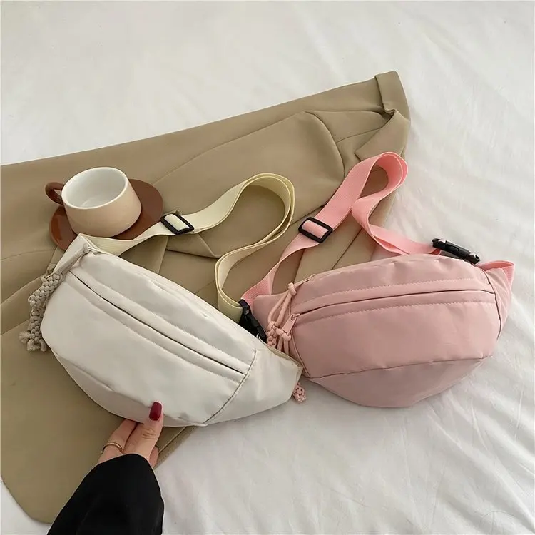 Ladies Canvas Crossbody Bags Solid Color Women Sling Waist Pack Tendance 2023 Women\'s Chest Bag Waterproof Hiking Bag Handbags