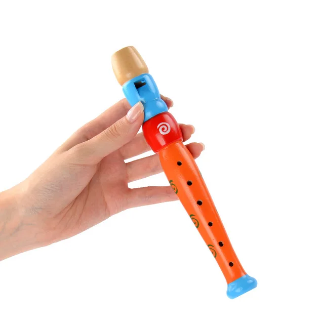 1 Pc Small Wooden Colorful Piccolo Flute for Kids Learning Rhythm Musical Instrument Early Education Music Sound Toys for Kids 3