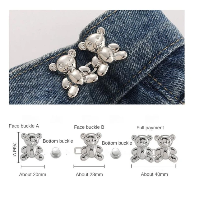 No-sew Waist Button Bear Pants Button Tightener Detachable Waist Buckle  Extender Metal Button Tightener For Jeans Dress 2 Pieces - AliExpress