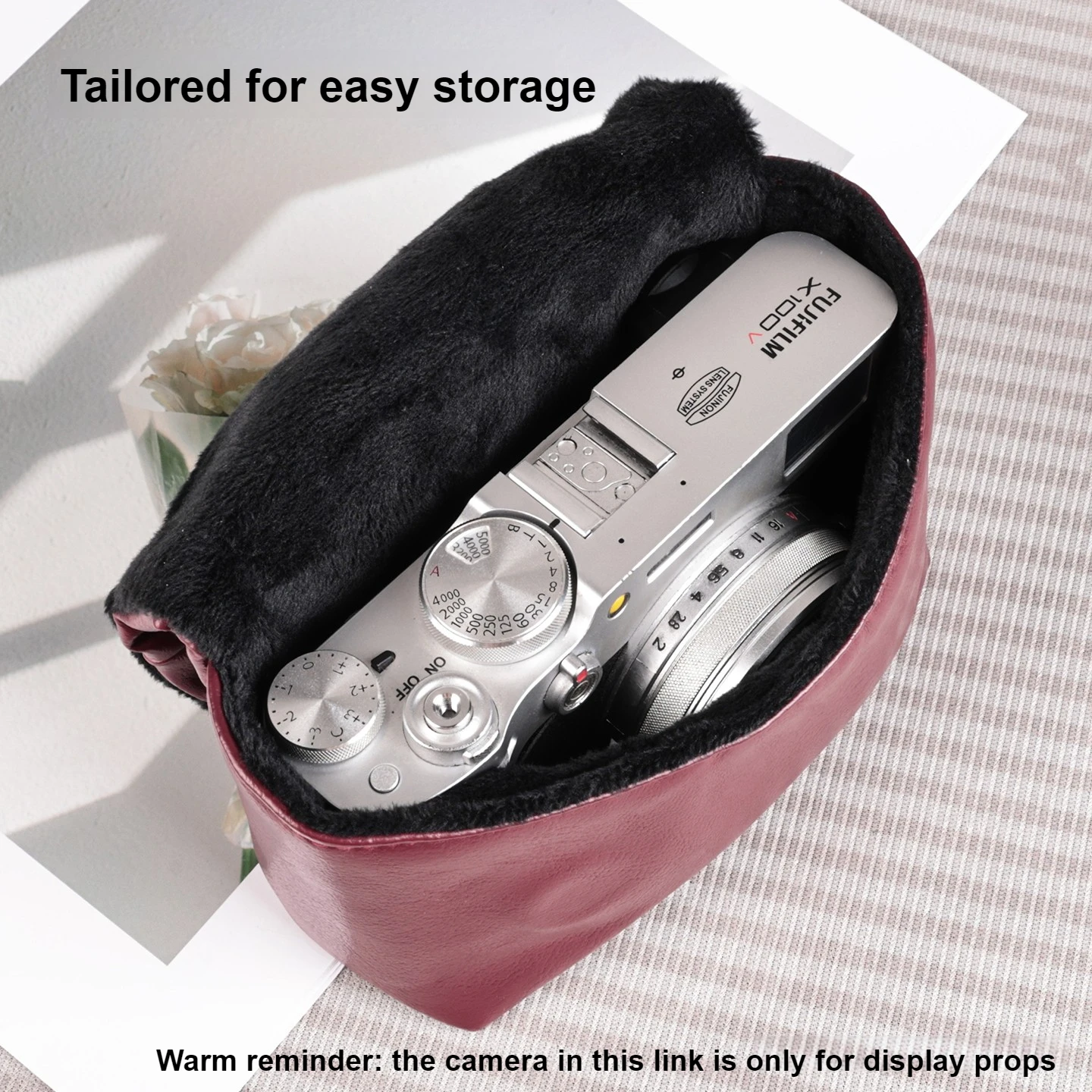 Borsa per Fotocamera per Fuji Mirrorless, Ricoh, Sony, Fotocamera Digitale CCD, Borsa a Tracolla in Pelle Morbida Nera per Fotocamera - immagine 4