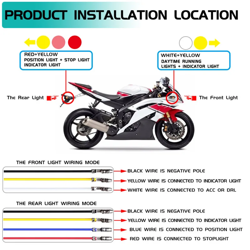 4pcs Indicateurs De Moto Clignotants 12V Étanche Universel Pour Moto Scooter Quad Cruiser Off Road Coquille Noirejaune 92302157