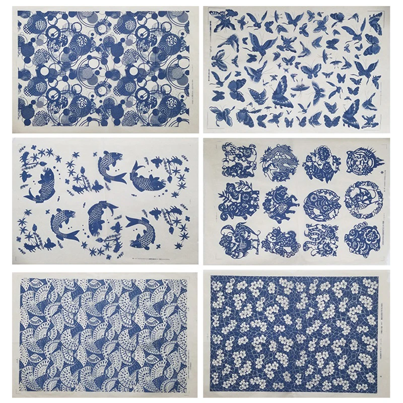 Papel de transferencia para cerámica, arcilla, esmalte, flor, azul