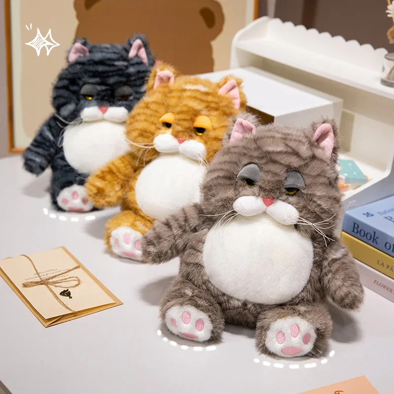 Fat Soft Cat Plush Doll Cute Pattern Weighted Sitting Design Parent-Child Game Toy for Children's Room Decor