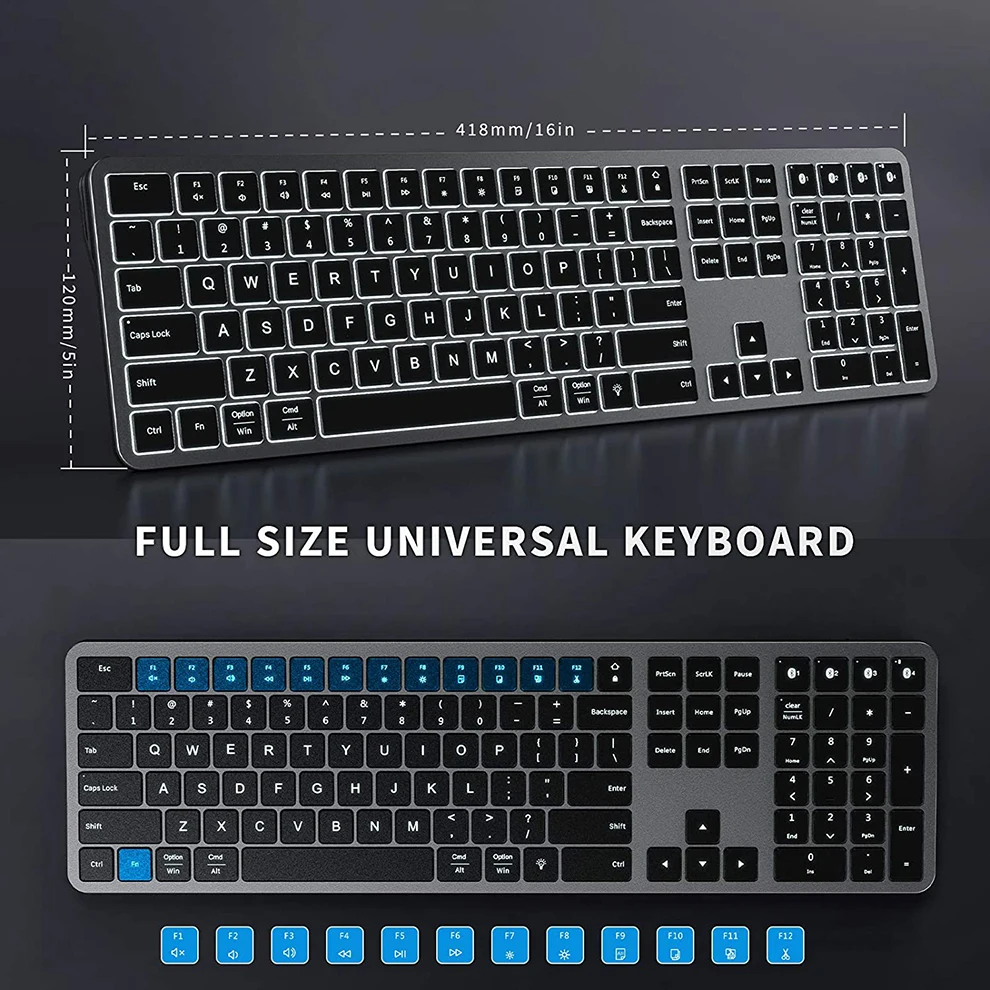Bluetooth Backlit Wireless Keyboard cb5feb1b7314637725a2e7: English|Hebrew|Korea|Russian|Spanish