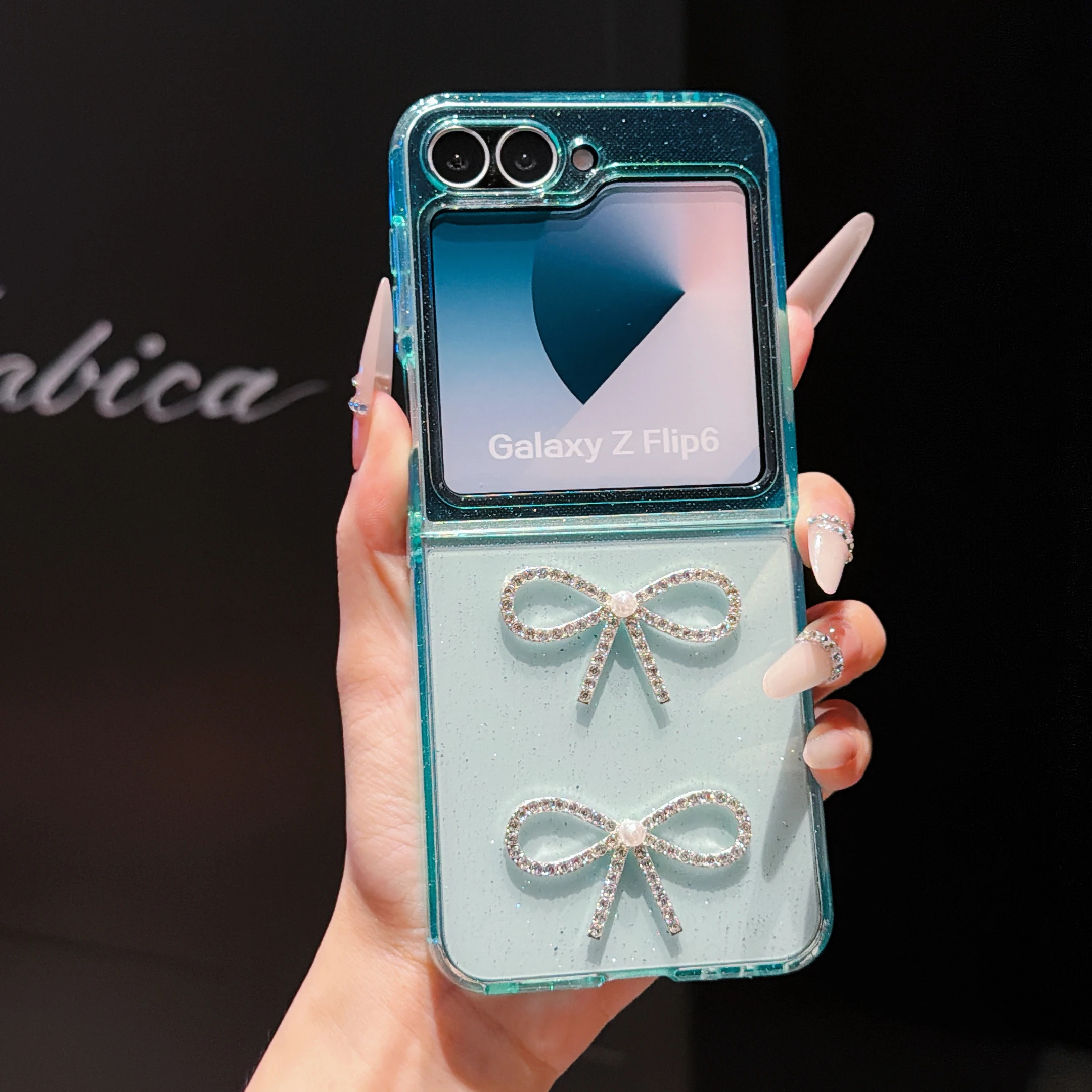 Premium 3D Glitter Rhinestone Bowknot Fold Case - Shockproof Soft Cover