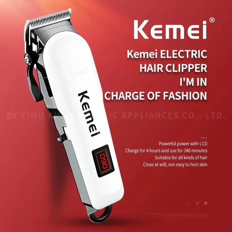 Kemei KM-809A 충전식 헤어 클리퍼 살롱 전문 무선 전기 헤어 트리머, 이발소 헤어 컷 머신, 도매