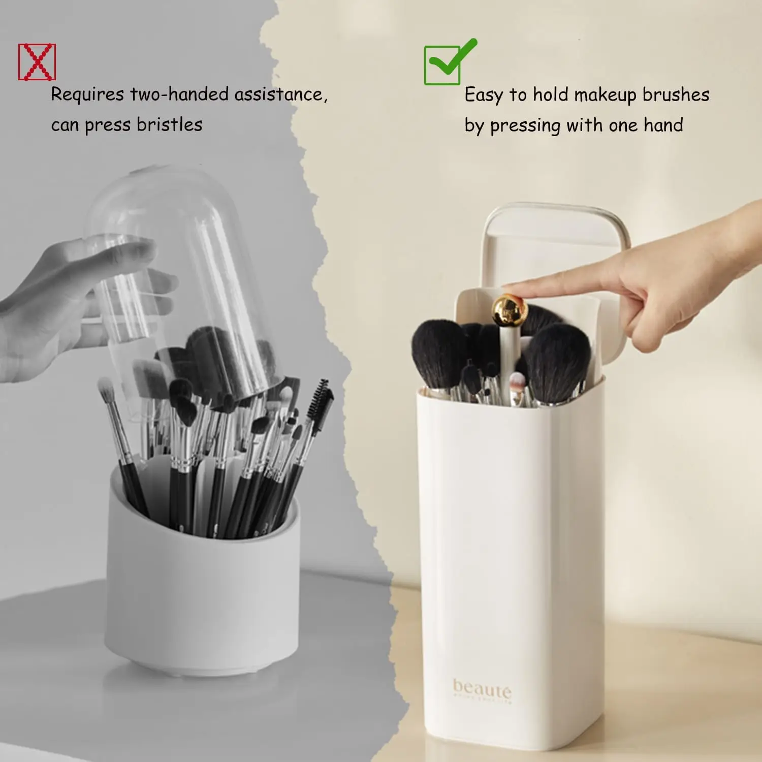 Automatic Lifting Makeup Brush Holder Desktop Makeup Organizer for Vanity Lipstick Eyebrow Pencil Holder Cosmetics Container 5