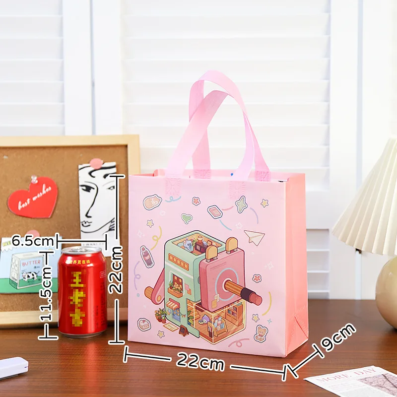 2025 Cute Cartoon Non-Woven Tote Bags, Reusable Pastel Gift Bags for Kids Birthday Part... - SKU NWTB1525 - UGI Packaging