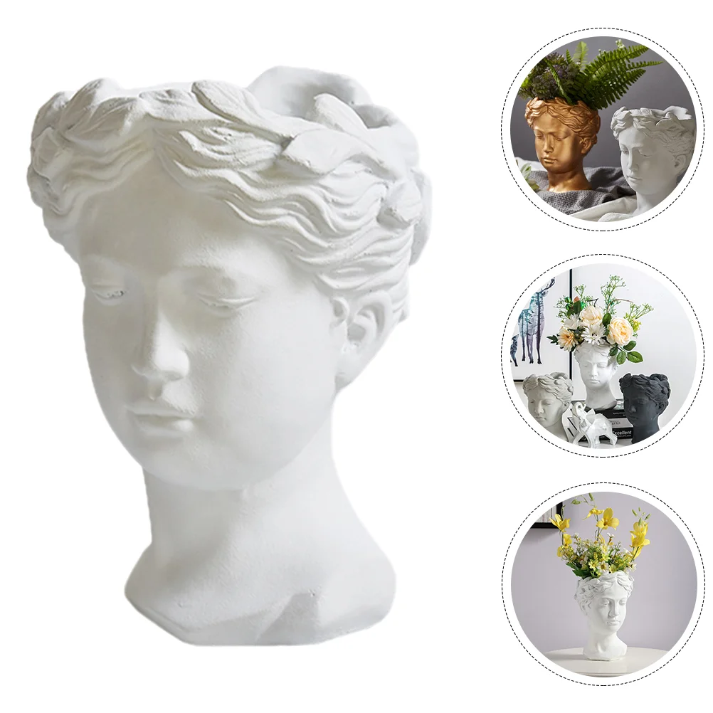 

Statue Vase Head Plant Pot Resin Statue Sculpture Plant Pot Succulent Cactus Container Pen Holder
