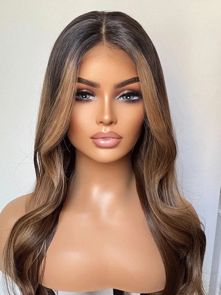 Synthetic Wig Heat Safe Synthetic Lace Front Wig for Women 24 Inches Bouncy Wavy
