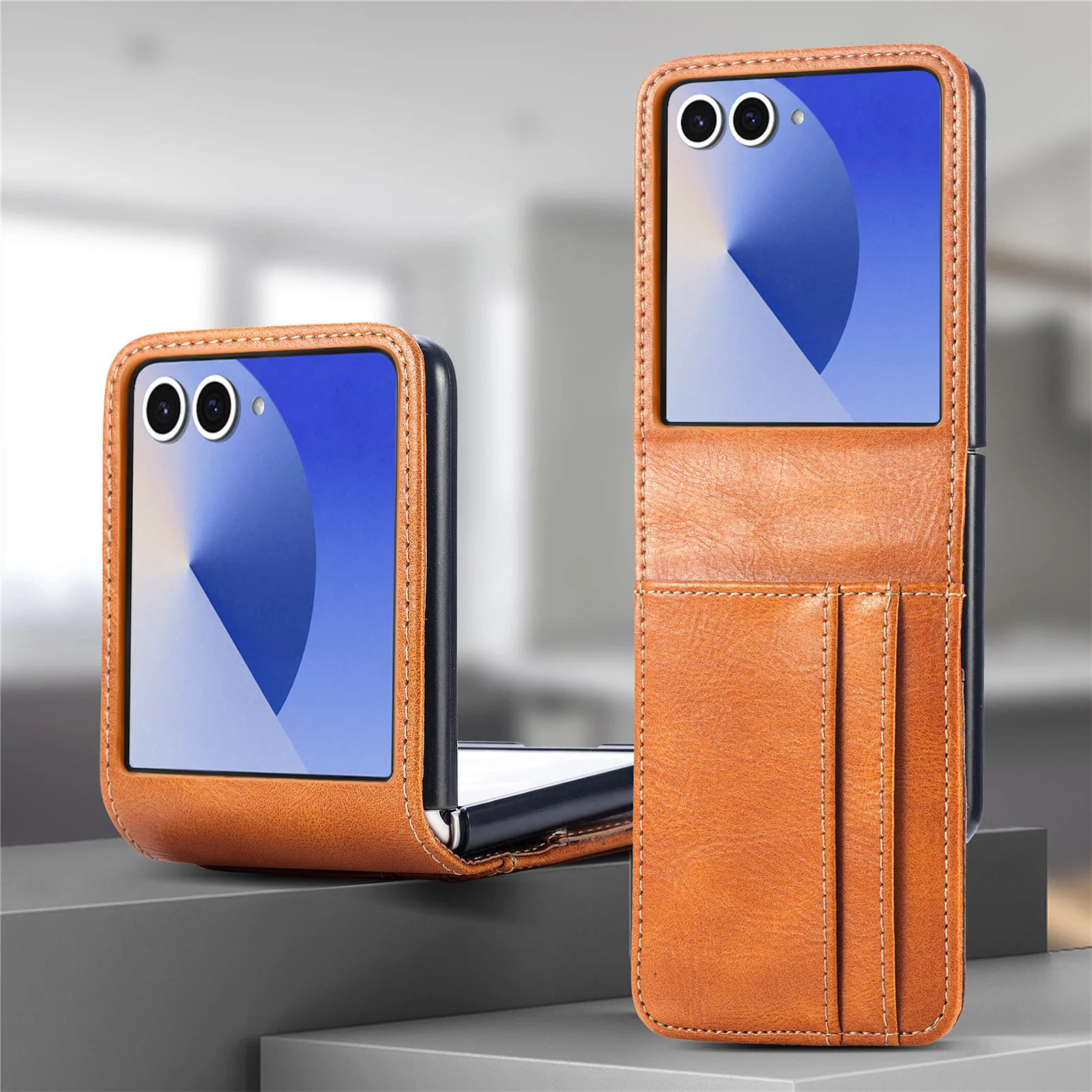 Luxurious PU Leather Folding Phone Case with Card Holder - One-Piece Cover, Style XL002