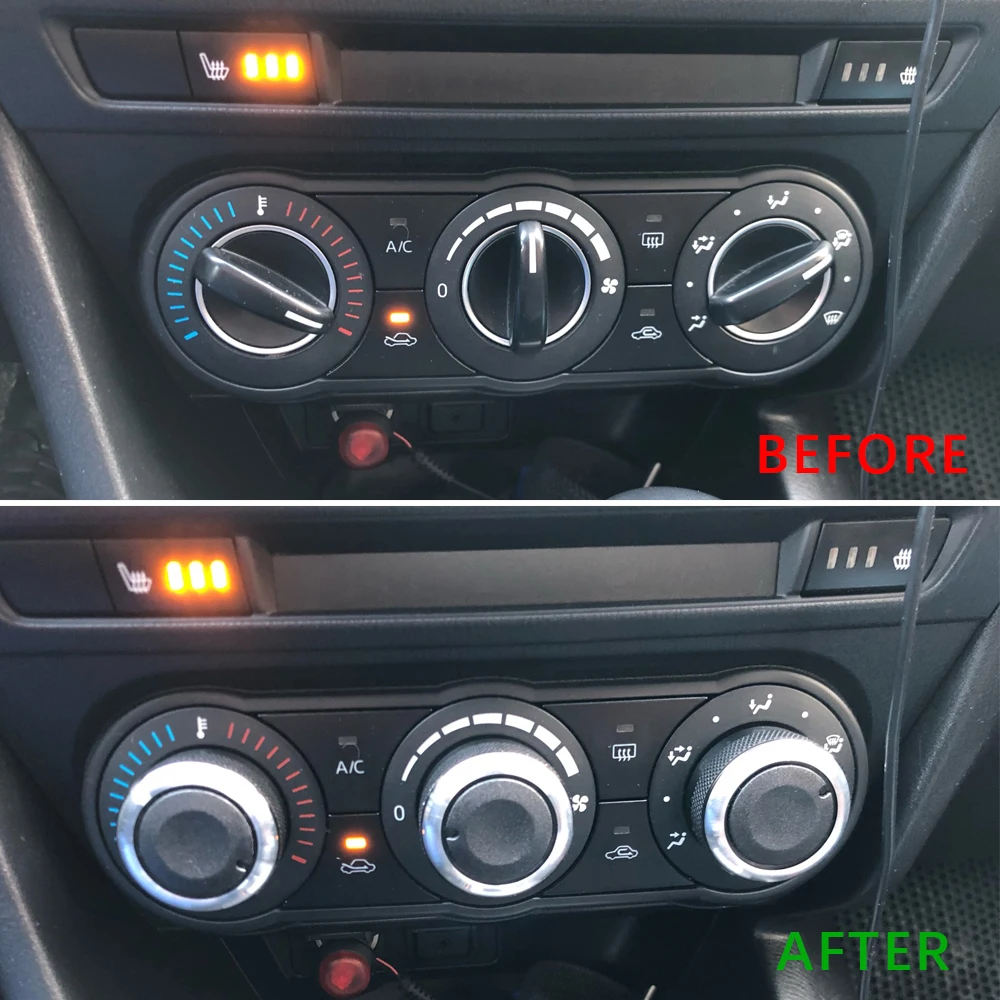 3Pcs Aluminum Alloy Car AC Knob for Mazda 3 M3 2004 - 2013 Air Conditioning Heater Control Switch Button Knobs Accessories 3