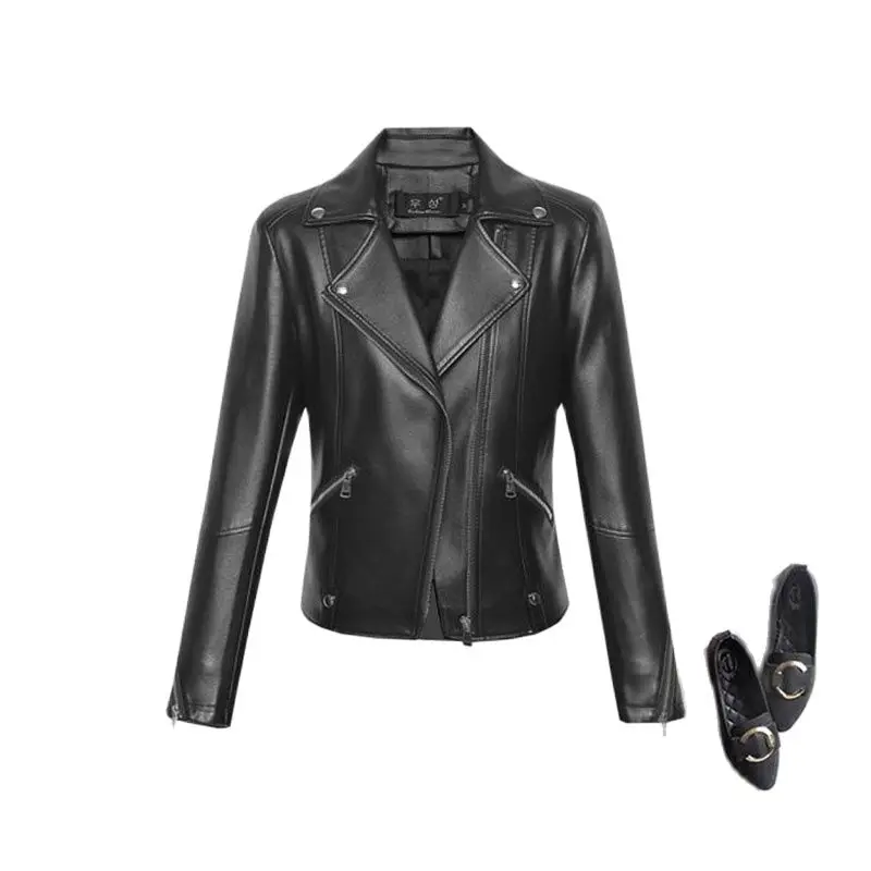 

Autumn And Winter New Haining Leather Jacket Women's Short Fashion Slim Suit Collar Small Leather Jacket Sheepskin Padded Jacket