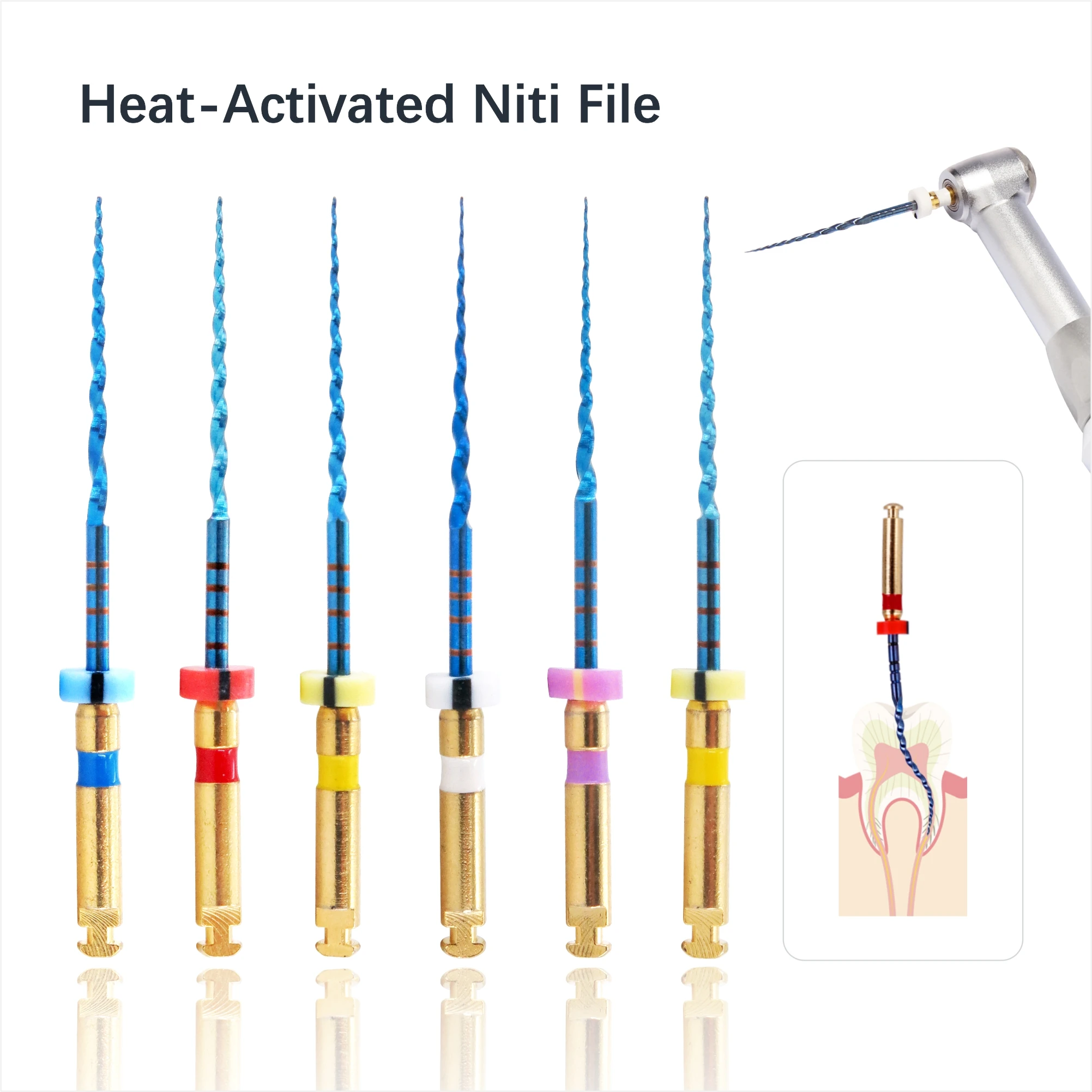 

6pcs Dental Endo Root Files NITI SX-F3 21mm/25mm Heat Activation Root Canal Blue Gold Rotary Files Medical Dentist Tool