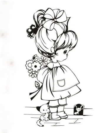 cute girl Transparent Klar Silikon Stempel/Dichtung f&uuml;r DIY scrapbooking/foto album Dekorative klare stempel bl&auml;tter