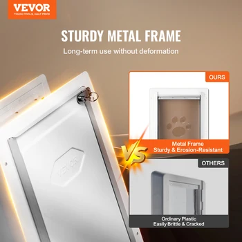 VEVOR Pet Door Metal Frame with Lock and 3-Flap System Weatherproof Doggy Door Easy to Install in Interior or Exterior Walls 2