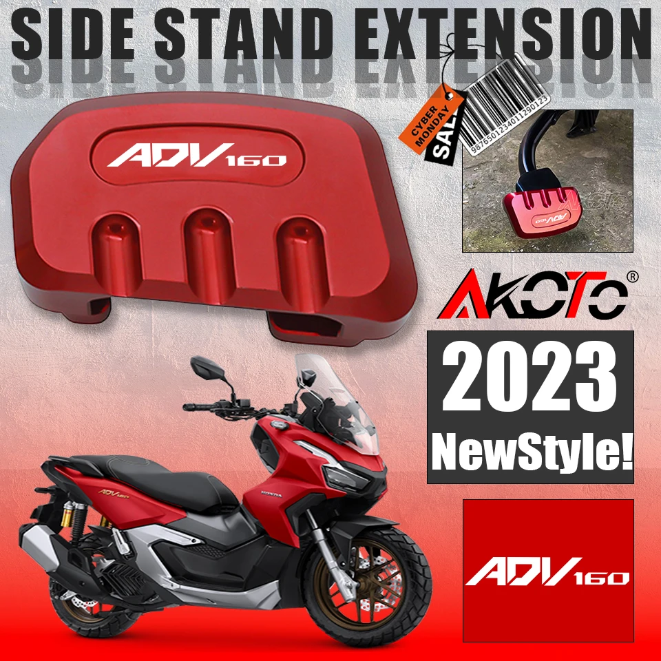 

For Honda ADV 160 ADV160 2022 2023 Motorcycle Kickstand Enlarger Pads Foot Rest Big Side Stand Extension Support Pad accessories