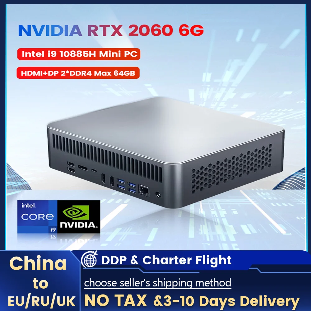 Nvidia rtx 2060 6g gaming mini pc 10th gen intel i9 10885h i7 10870h gtx 1650ti 2 * ddr4 nvme