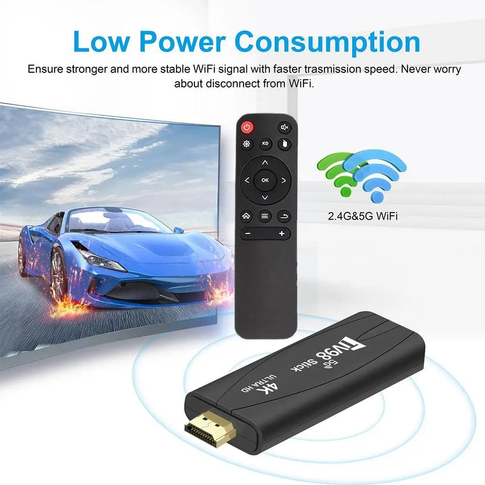 

Mini TV98 Stick Android 12.1 4K Smart TV Box 2.4G 5G WiFi TV Box H.265 Media Player Youtube Set Top Box X96 With Remote Control