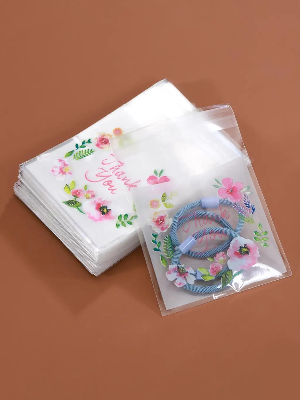 100-200pcs Transparent Self-adhesive Flower Pattern OPP Packaging Bags 7x7cm Bag for Jewelry Gift Pack Necklace Bracelet Cookies