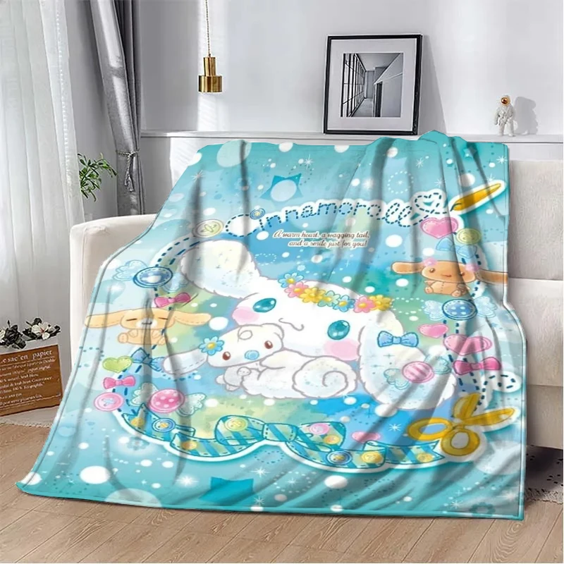 Japanese Sanrio Cinnamoroll Blanket Cartoon HD Print Flannel Office Soft Fluffy Picnic Blanket for Bed Plush Nap Cover Girl Gift 2