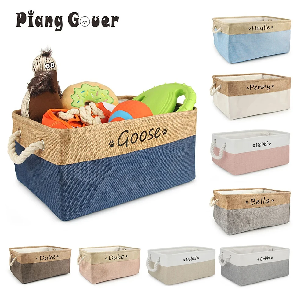 Piang Gouer Personalized Dog Toy Storage Basket - Collapsible Linen Bin For Pet Toys & Accessories - View #6