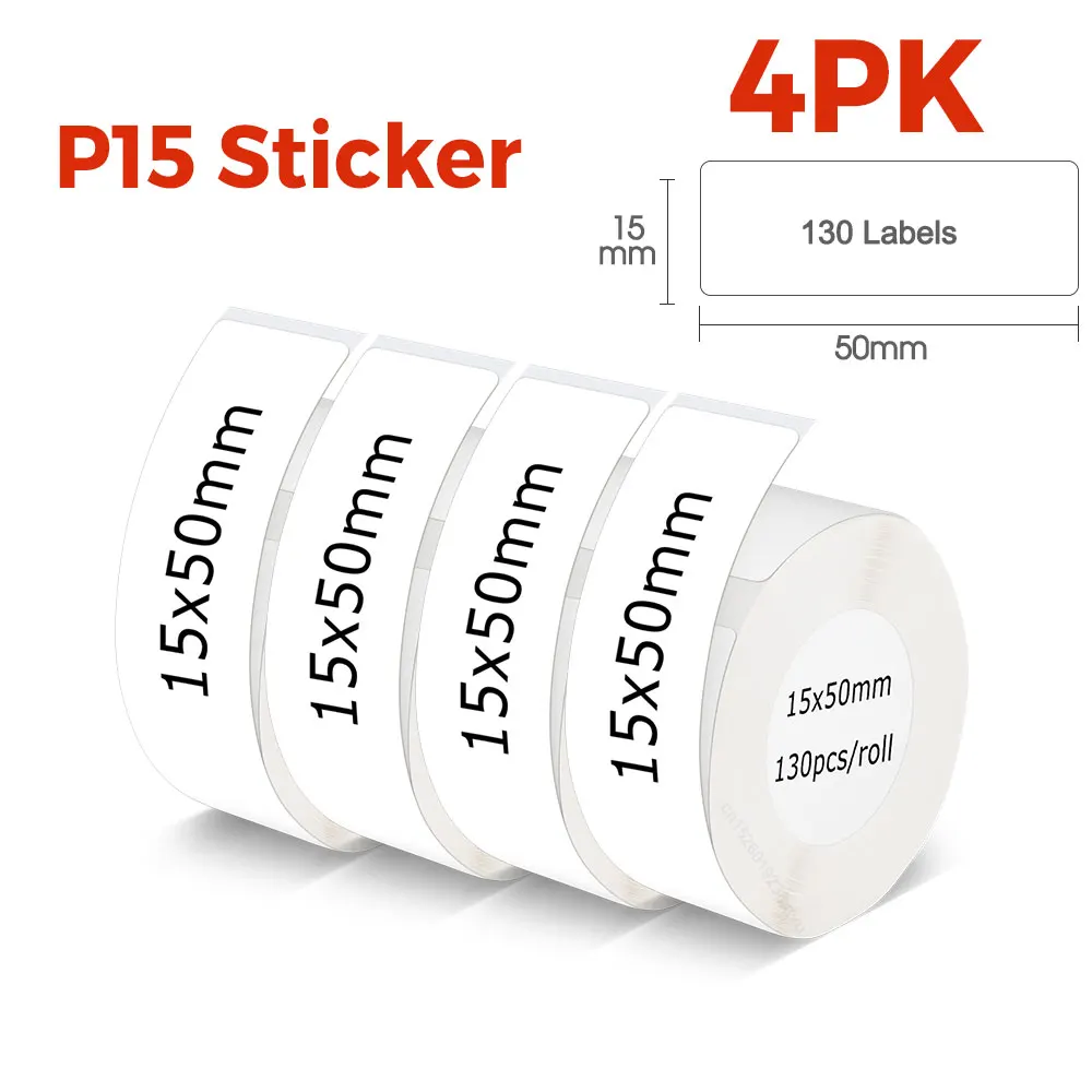 4PKP15ThermalPaper15mmx50mmWaterproofAdhesiveLabelSticker