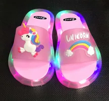 

Unicorn Glowing Sandals Child Home Casual Shoes Smiley Baby Girls Lamp Shoes Boys Rabbit Avocado Slippers Kids Funny Slippers