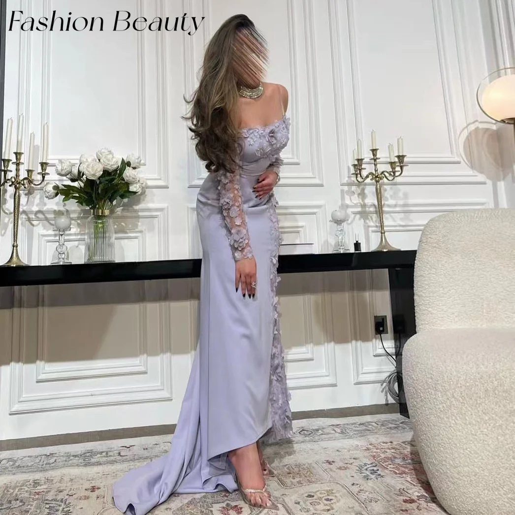 

Fashion Beauty Elegant Evening Dresses Off Shoulder 3D Flower Sweep Train Formal Party Dress For Women 2024 vestidos de Gala