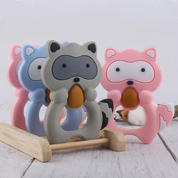 Anneau de dentition en Silicone pour bébé, raton laveur, qualité alimentaire, pendentif sucette chaîne collier DIY, accessoires pour nourrissons, jouets cadeaux, 1 pièce 