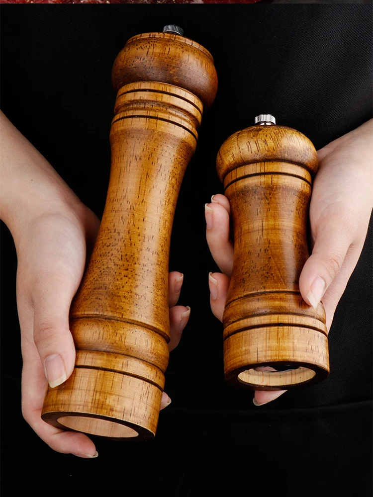 5 / 8 / 10 Inches Solid Wood Salt and Pepper Mill with Adjustable Ceramic  Grinder