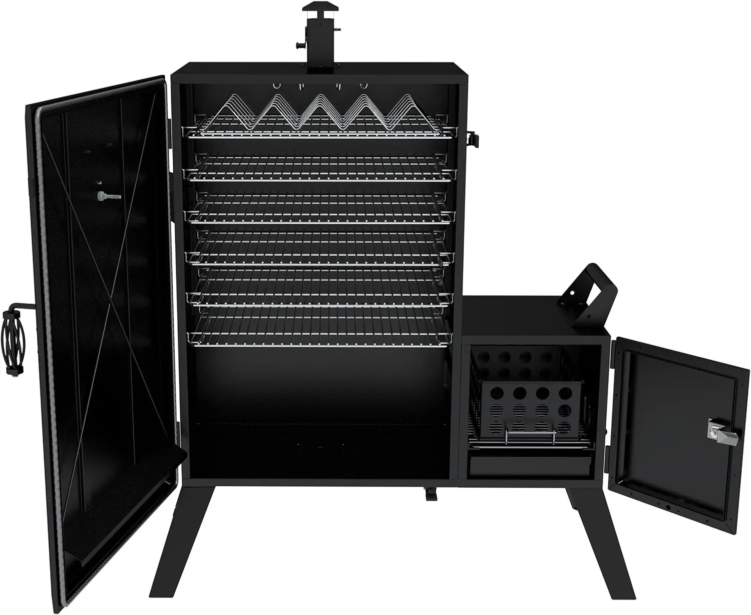 D Wide Body Vertical Offset Charcoal Smoker,Black 6