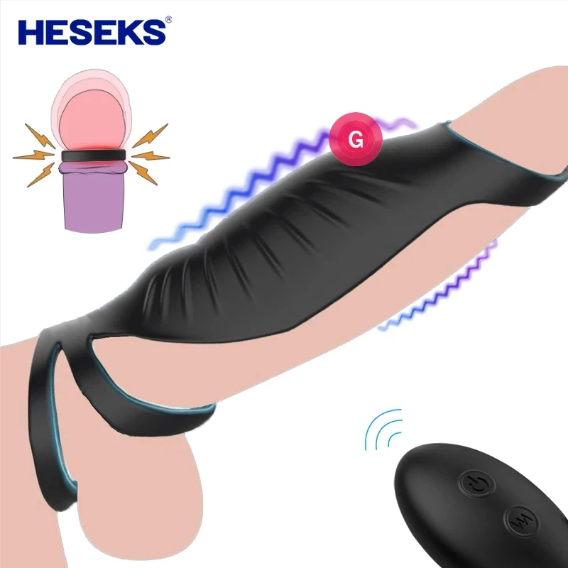 Male Remote Vibrating Cock Silicone Sleeve Ring Delay Ejaculation Penis Enlargement Sex Toys For Men Testicle Vibrator