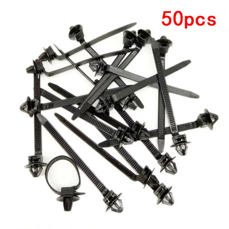 50pcs/set Universal Nylon Cable Tie Fastener Clips Black Car Strong Binding Tape Clamp Fastening Zip Strap CYX 80mm hot sale 50pcs nylon cable tie fastener clips car loom hose clamp fastening zip strap cable bundled wire band clip tools