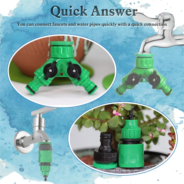 25-50M 13 Cm-Es Kerti Öntözőkészlet Rendszer 8 Lyukú Állítható Sprinkler A Konzolon 1/4 ' Main Line Tee Tap Adapterek Vége - Image 5