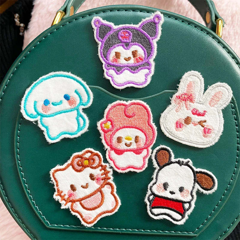 

Kawaii Sanrio Kuromi Decal Cartoon Cute Anime My Melody Cinnamoroll Pochacco Cloth Sticker Decoration Clothes Girls Gifts Toys