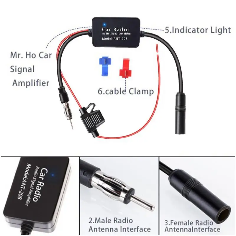 Car Radio Antenna Booster 12V Car Fm Radio Antenna Signal Booster Antenna Signal Amplifier Antenna Booster For Car Accessories