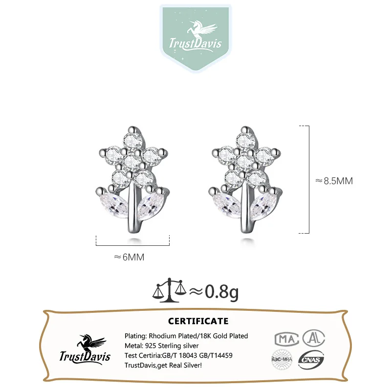 nicoloDavid Olive Accessories 花柄スタッズ ZAKOL New 6 Pcs Turquoise Small Flower CZ Stud Earrings for