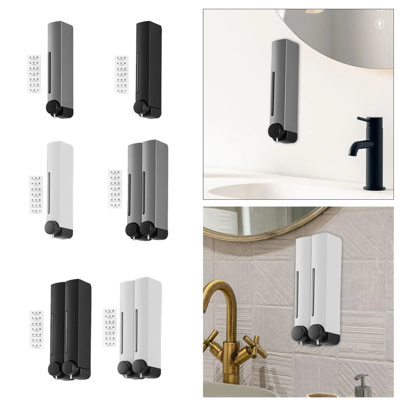 Wall Mounted Soap Dispenser Liquid Dispenser Convenient Shower Dispenser Conditioner Dispenser for Bathroom Restaurant Office