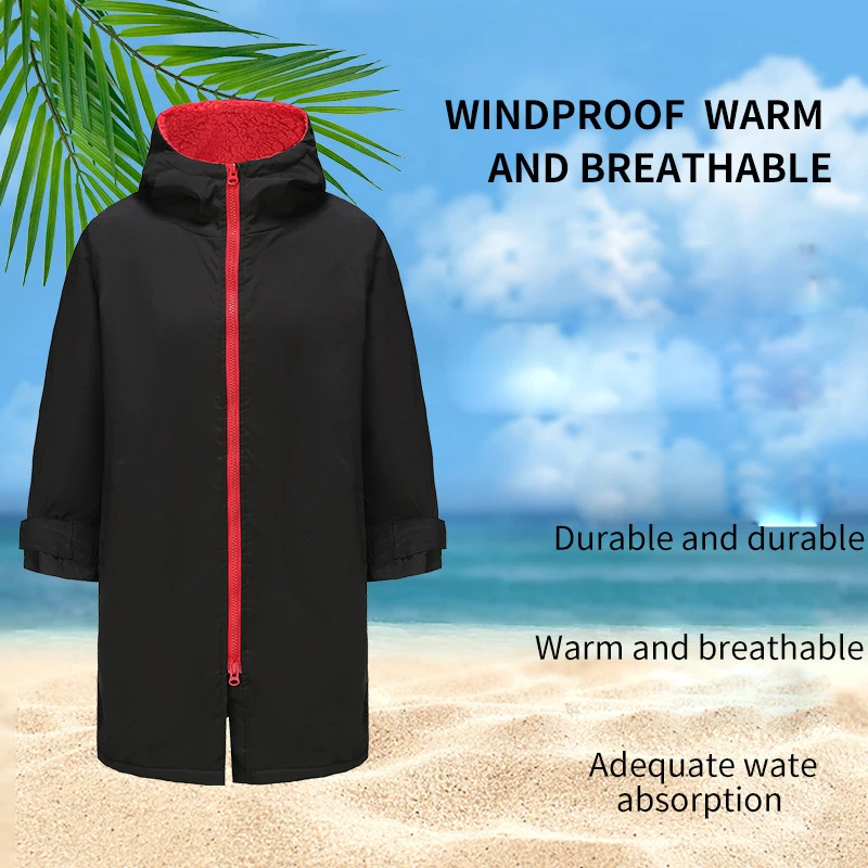 Adult Waterproof Changing Robe Microfiber Large Beach Towel Swimming Robe Kids Hooded Bath Towel Surf Quick Dry Bathrobe Wetsuit