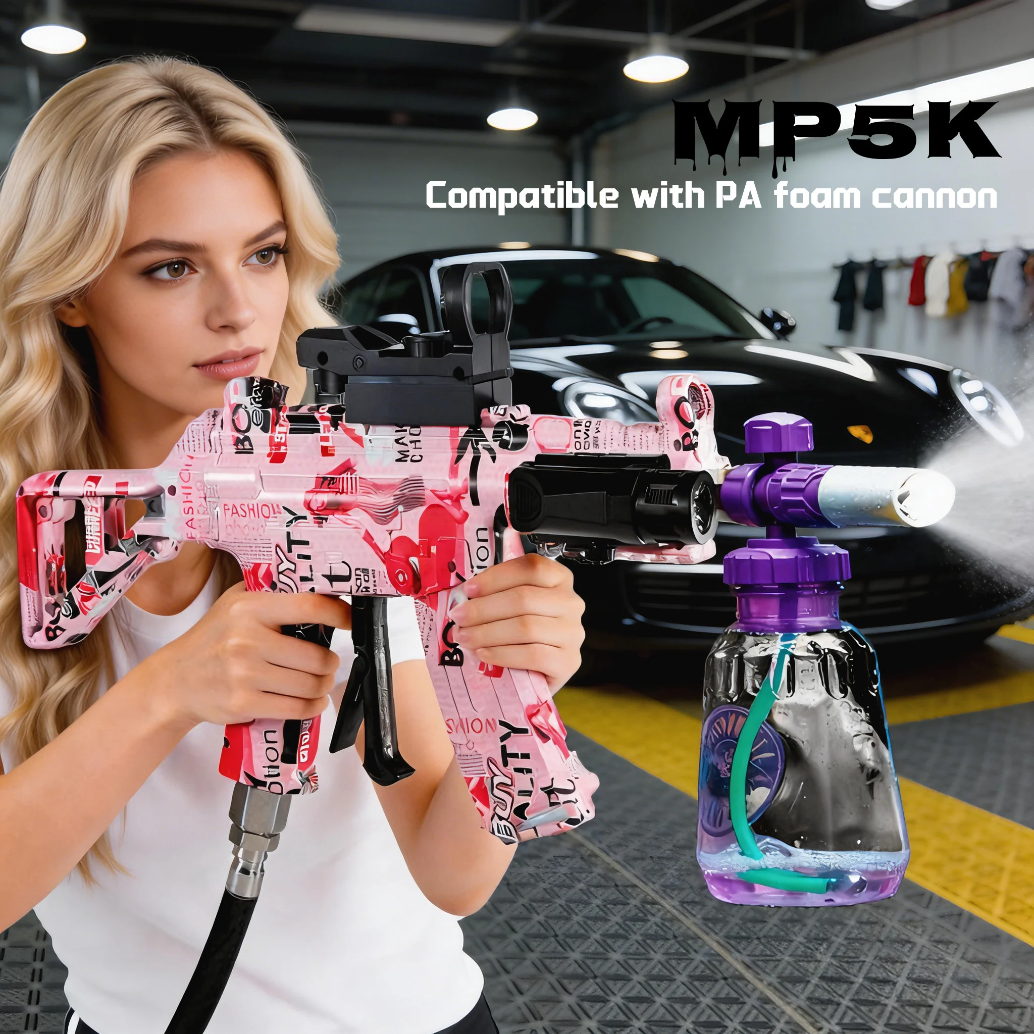 MP5K 그래피티 고압 세차건 휴대용 파워 세척기 장난감 총 자동차 야외 청소 재미있는 세척 도구 물총