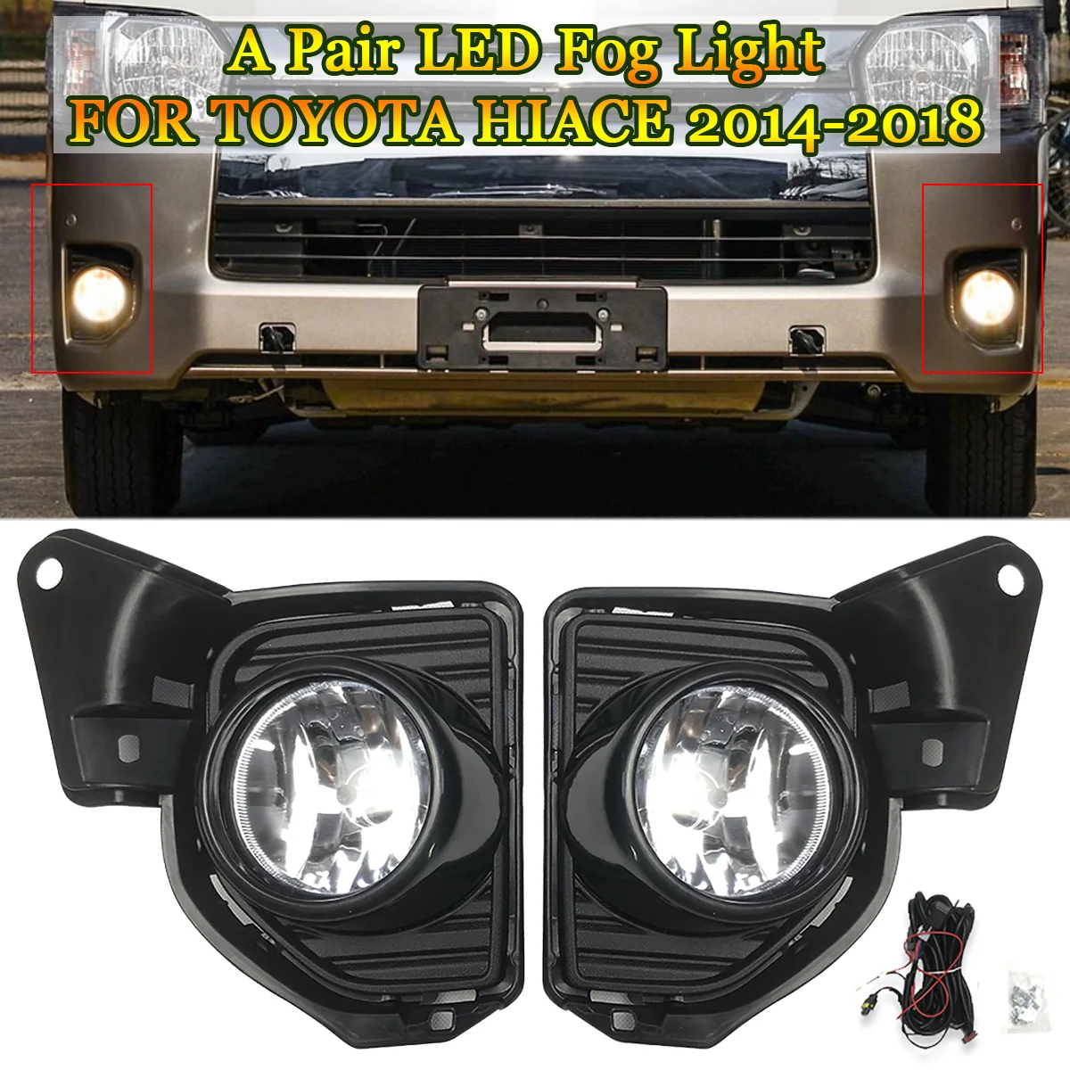 1Set Car Front Bumper Fog Car Lights Driving Lamp Headlight