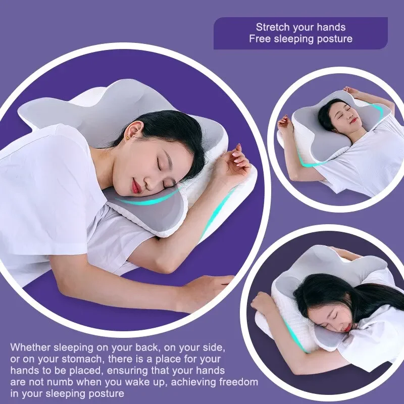 Memory Foam Pillows Butterfly Shaped Relaxing Cervical Slow Rebound Neck Pillow Pain Relief Sleeping Orthopedic Pillow Beding 2