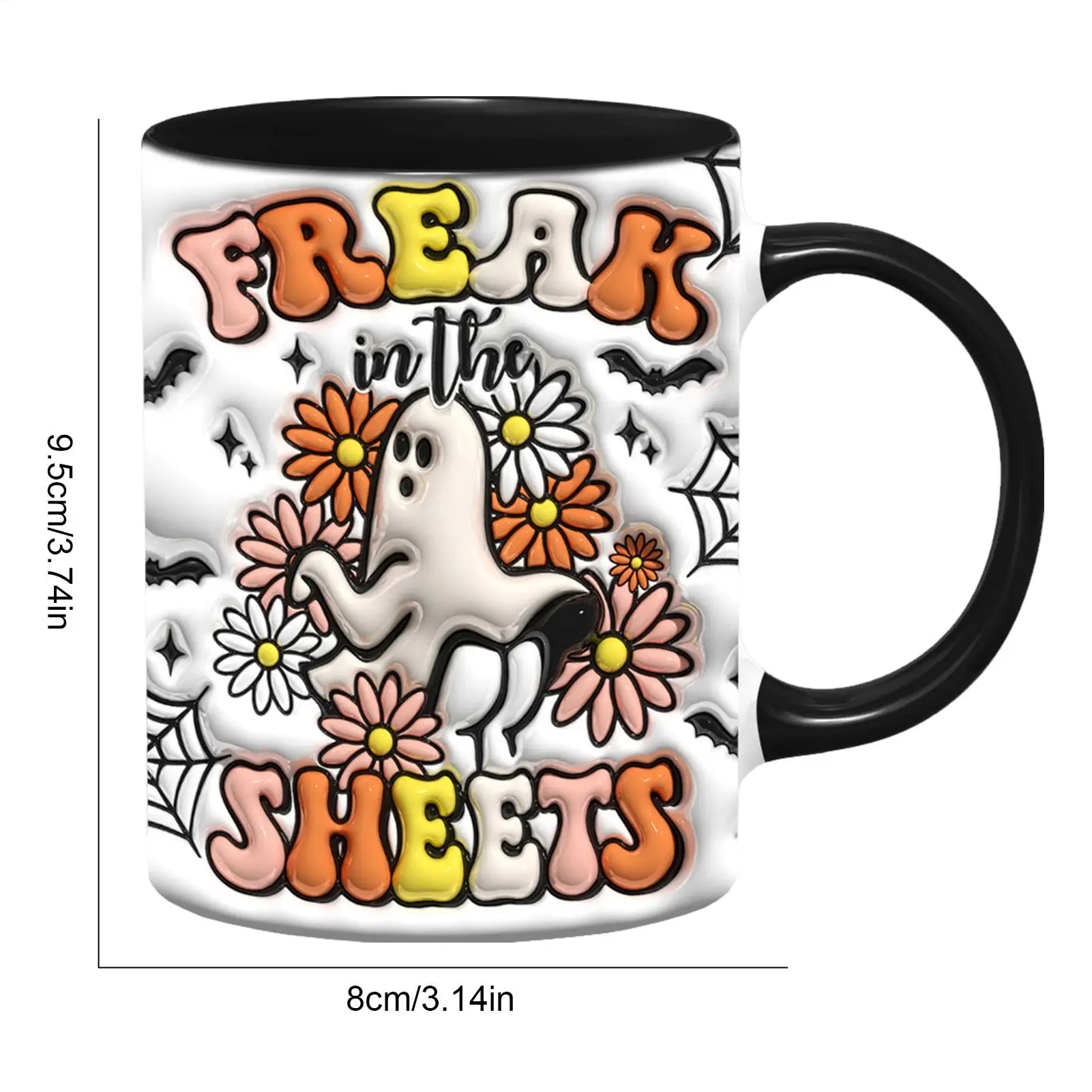 1pcs SPOOKY Halloween Mug, Trick or Treat Halloween Pumpkin Cute Ghost Ceramic Coffee Mug, Coffee Lover Halloween Decor Gifts