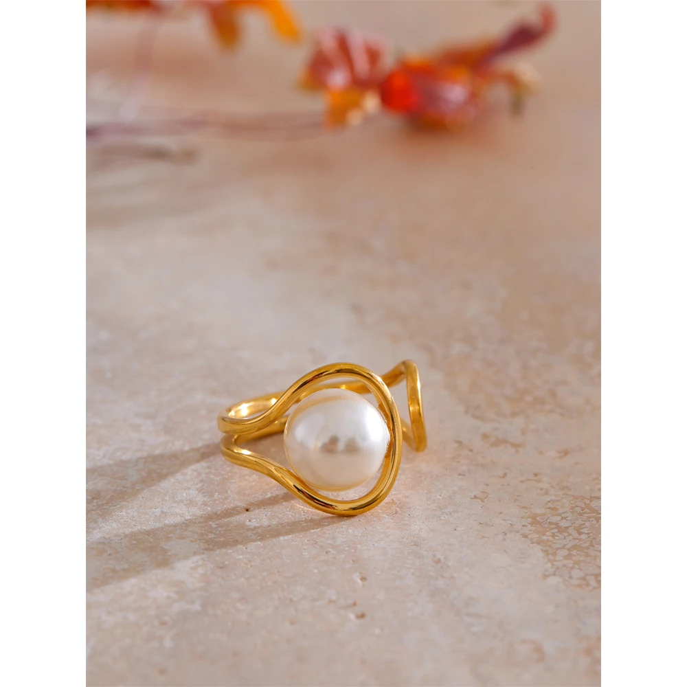 Yhpup Size 567 Simulated Pearls Open Ring for Women