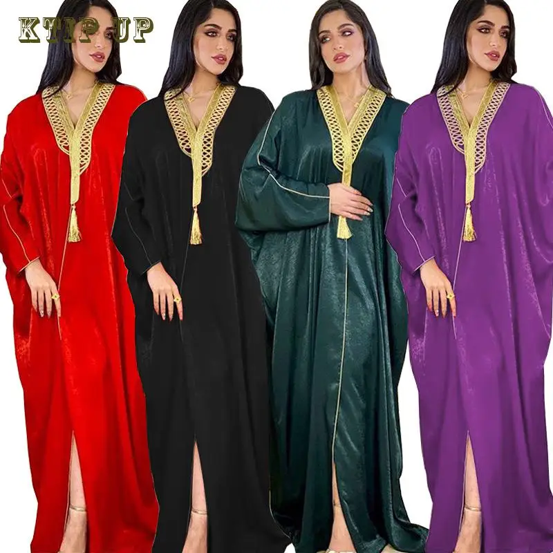 

Saudi Arabia Dubai Muslim Turkiye Bat Sleeve Gown Cardigan Abaya Long Middle East Muslim Women's Gown Abaya Turkish Clothing