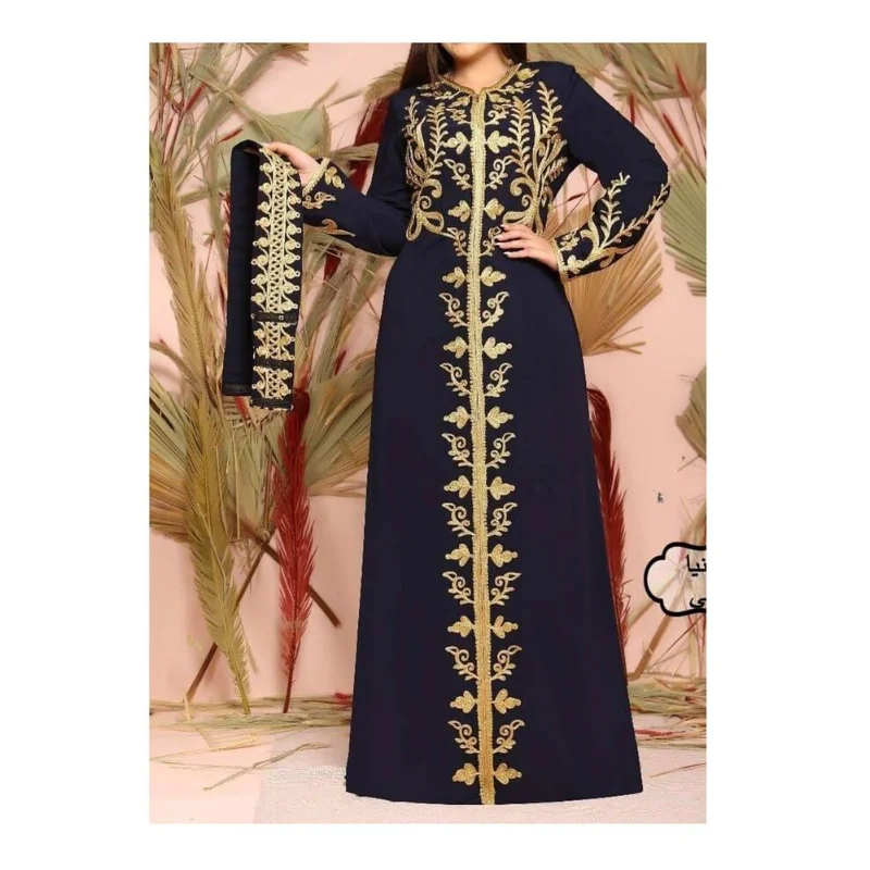 

Navy Blue Dress Kaftans Farasha Abaya Dress Dubai Morocco Wedding Fashion Long Dress