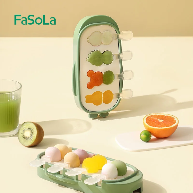 FaSoLa Cute Animals Cartoon Popsicle Mould with Stick Freezer Silicone Ice Pop Mold Reusable Easy Release Ice Pop Make BPA Free